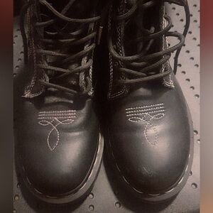 Dr. Martens Black Embroidered Lace Up Boots gothic American style